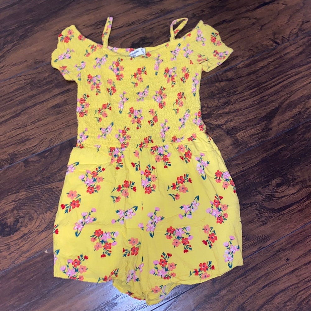 Yellow floral ABERCROMBIE kids romper size 9-10